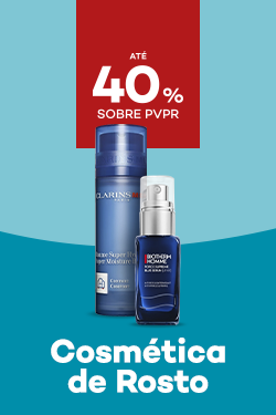 Cosm&eacute;tica de Rosto com destaque promocional de at&eacute; 40% sobre pre&ccedil;o de Venda ao P&uacute;blico Recomendado